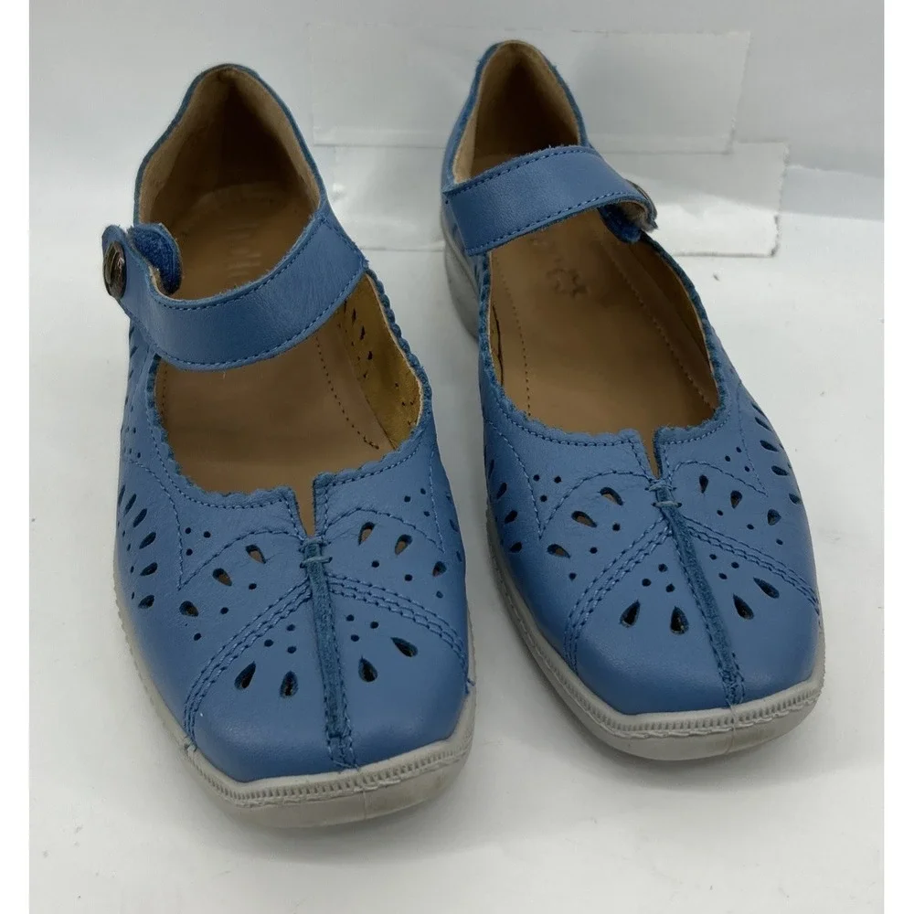 Hotter Chile Mary Jane Low Shoes Blue Slip On Hook And‎ Loop Women's 7.5
